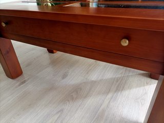 Mesa baja madera y cristal con cajón extraíble