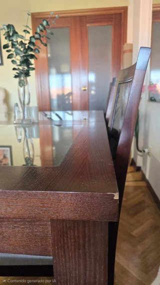 Mesa Comedor Madera y Cristal