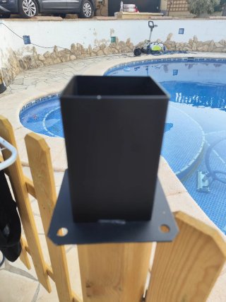 8 Soportes Poste Negro Mate 9x9 Acero