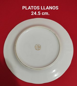 5 Platos llanos Porcelana Limoges Florales Dorados