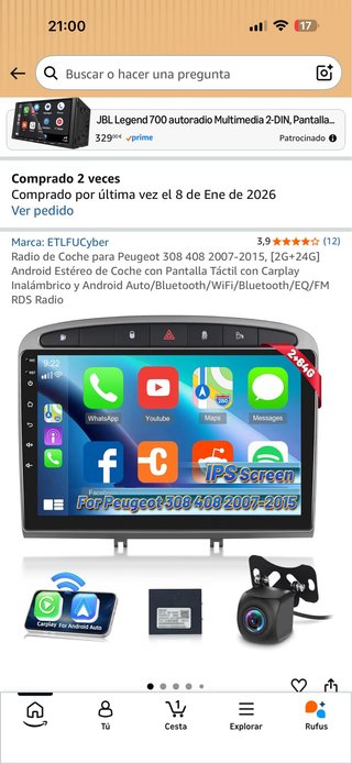 Radio Coche Peugeot 308/408 2007-2015