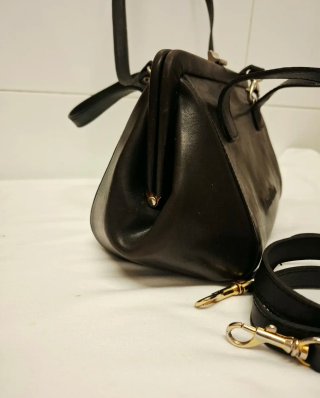 Bolso Mutton Piel Negro con 2 Correas