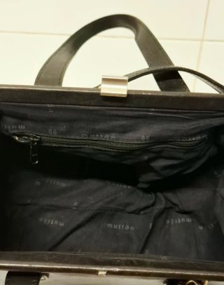 Bolso Mutton Piel Negro con 2 Correas