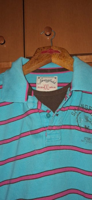 Camiseta Polo Springfield Rayas Azul y Rosa