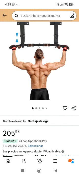 Barra de dominadas Gym en Casa