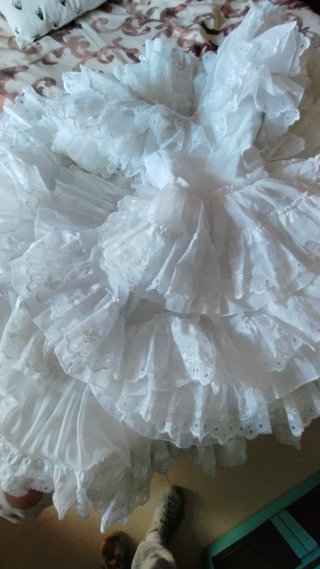 Traje Gitana Flamenca Blanco Volantes