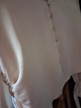 Camisa Zara beige satinada botones dorados
