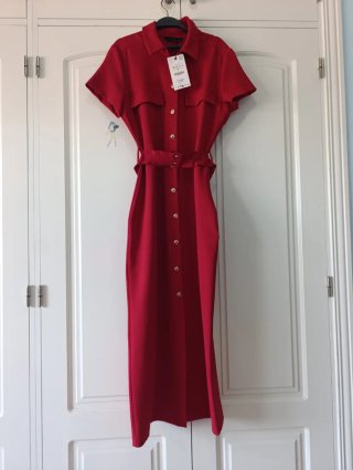 Vestido Midi Zara Rojo Talla L