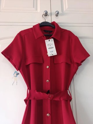 Vestido Midi Zara Rojo Talla L