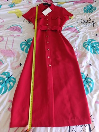 Vestido Midi Zara Rojo Talla L