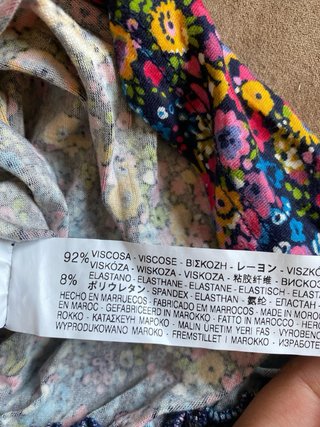 Vestido Bershka Fruncido Flores Viscosa Elastano L
