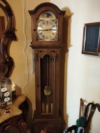 Reloj de pie antiguo funcionando