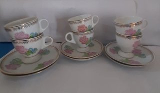 Juego de 6 tazas de café de porcelana