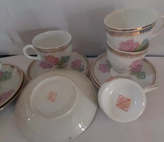 Juego de 6 tazas de café de porcelana