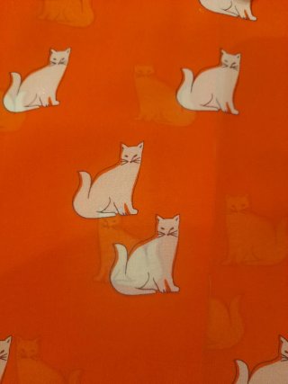 Preciosa blusa roja con estampado de gatitos.