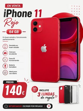 iPhone 11 Rojo 64GB Buen Estado