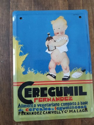 Cinco placas metálicas imágenes anuncios antiguos