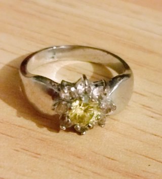 Anillo Vintage Plata Piedras Rosas y Amarillas