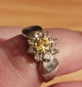 Anillo Vintage Plata Piedras Rosas y Amarillas