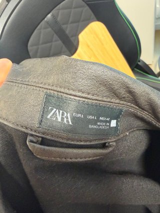 Chaqueta Zara Cuero Marrón Sin Estrenar