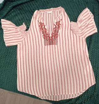 Blusa Verano Algodón 100 % Rayas Rojas