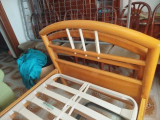Cama madera maciza con canapé y somier y colchon
