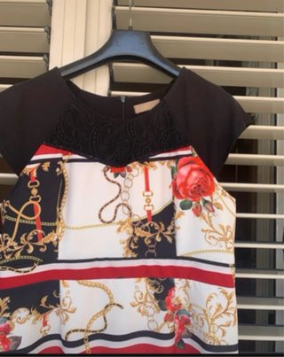 Vestito elegante fantasia floreale e catene