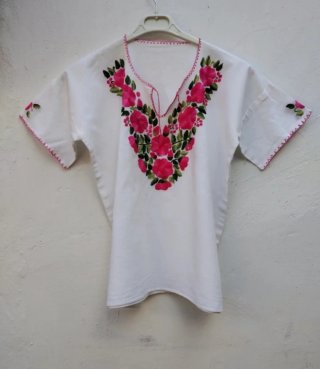 Camisa Huipil Mexicana Bordada Vintage