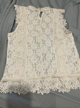 Blusa de encaje beige/blanco talla única
