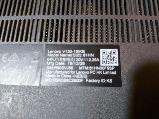 Portátil Lenovo V130-15IKB Negro
