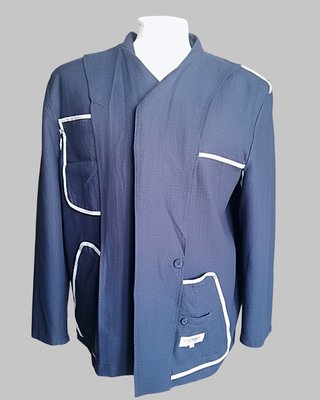 Chaqueta Caramelo Natural Lino Ligera Azul Talla L