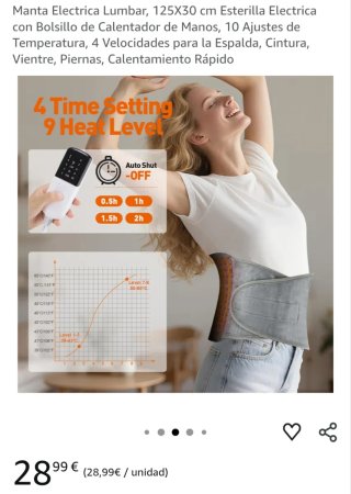 Faja Eléctrica Lumbar Calentador Manos
