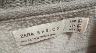 Chaqueta Zara Gris Cremallera y Cuello Tejido