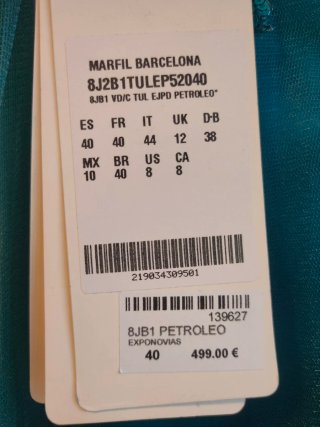 Vestido Fiesta Marfil Barcelona 8JB1 NUEVO