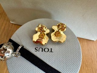 Pendientes Oso Tous Ónix Baño Oro Grandes