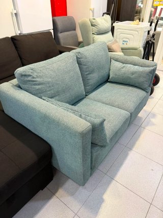 SOFA 2 PLZ TELA VERDE AZULADO SEGUNDAMANO