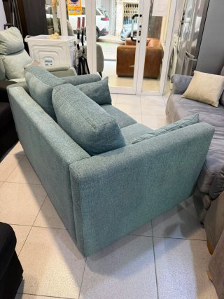 SOFA 2 PLZ TELA VERDE AZULADO SEGUNDAMANO