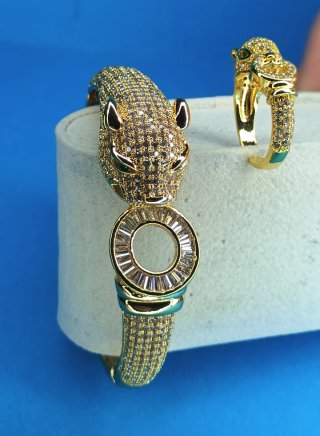 Conjunto Joyería Acero Inox Dorado Zirkonitas