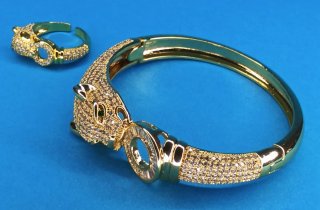 Conjunto Joyería Acero Inox Dorado Zirkonitas