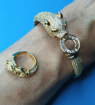Conjunto Joyería Acero Inox Dorado Zirkonitas