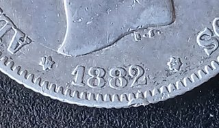Dos Pesetas ¡Plata! 1882 (18 – 82) MS M (Madrid)