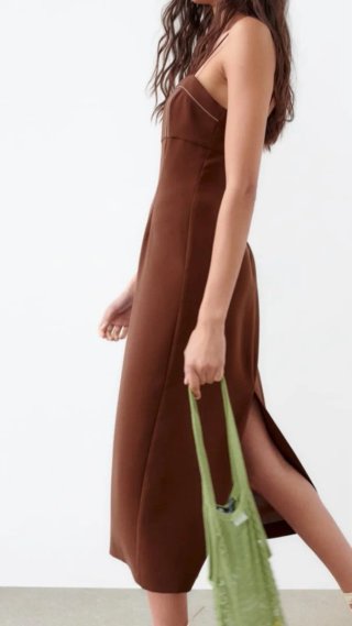 Vestido Zara Talla S Marrón