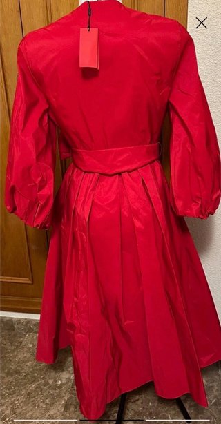 Vestido rojo midi mangas abullonadas Talla S