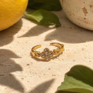 Anello fiore zirconi dorato