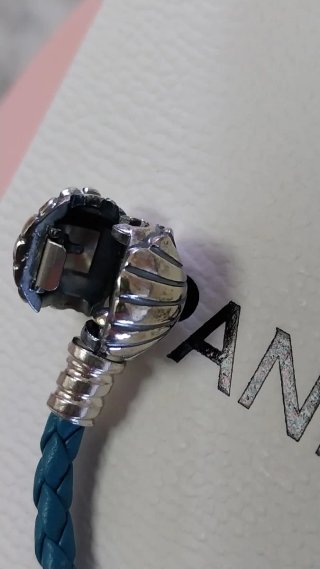 Pulsera Pandora Cuero Trenzado Azul. Tamaño: 17 cm