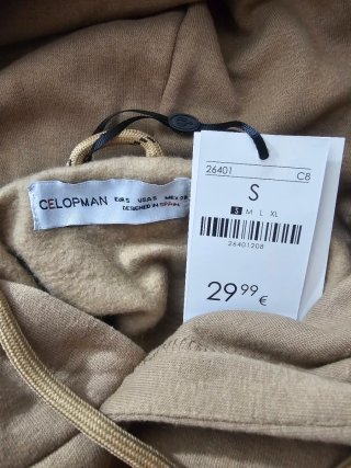 Sudadera Marrón con Capucha Celopman Talla S Nueva