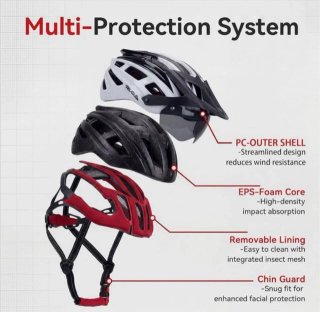 SIN ABRIR Casco Bicicleta Con Luz LED y Visera