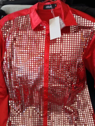 Camisa fiesta JOGL lentejuelas roja