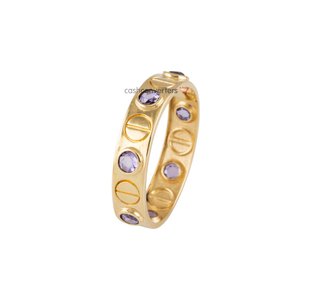anillo oro 18k con piedra con amatista