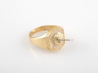 sello oro 18k con piedra con circonita